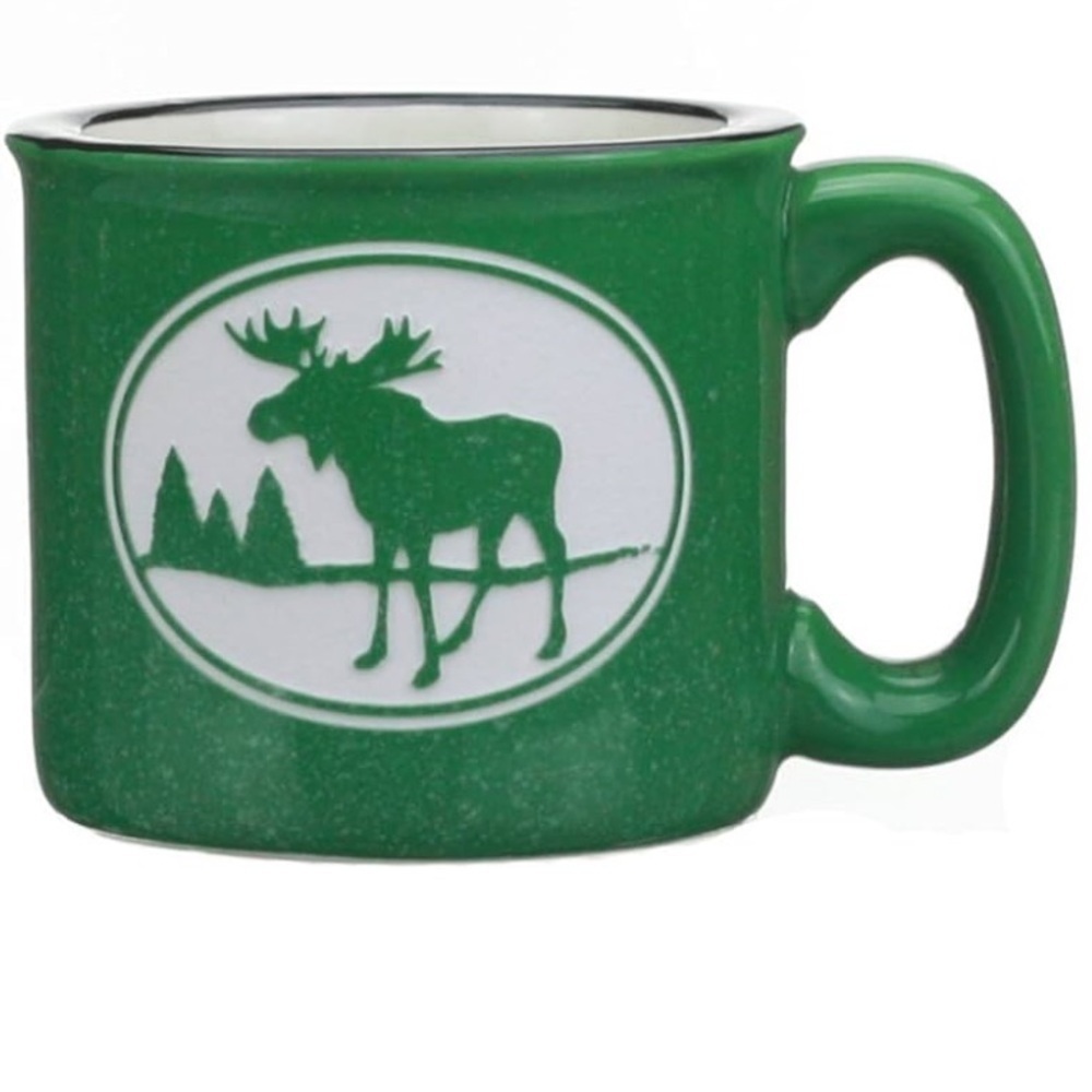 Cape Shore Green Etched Moose 15 Ounce Coffee Tea Mug Cup